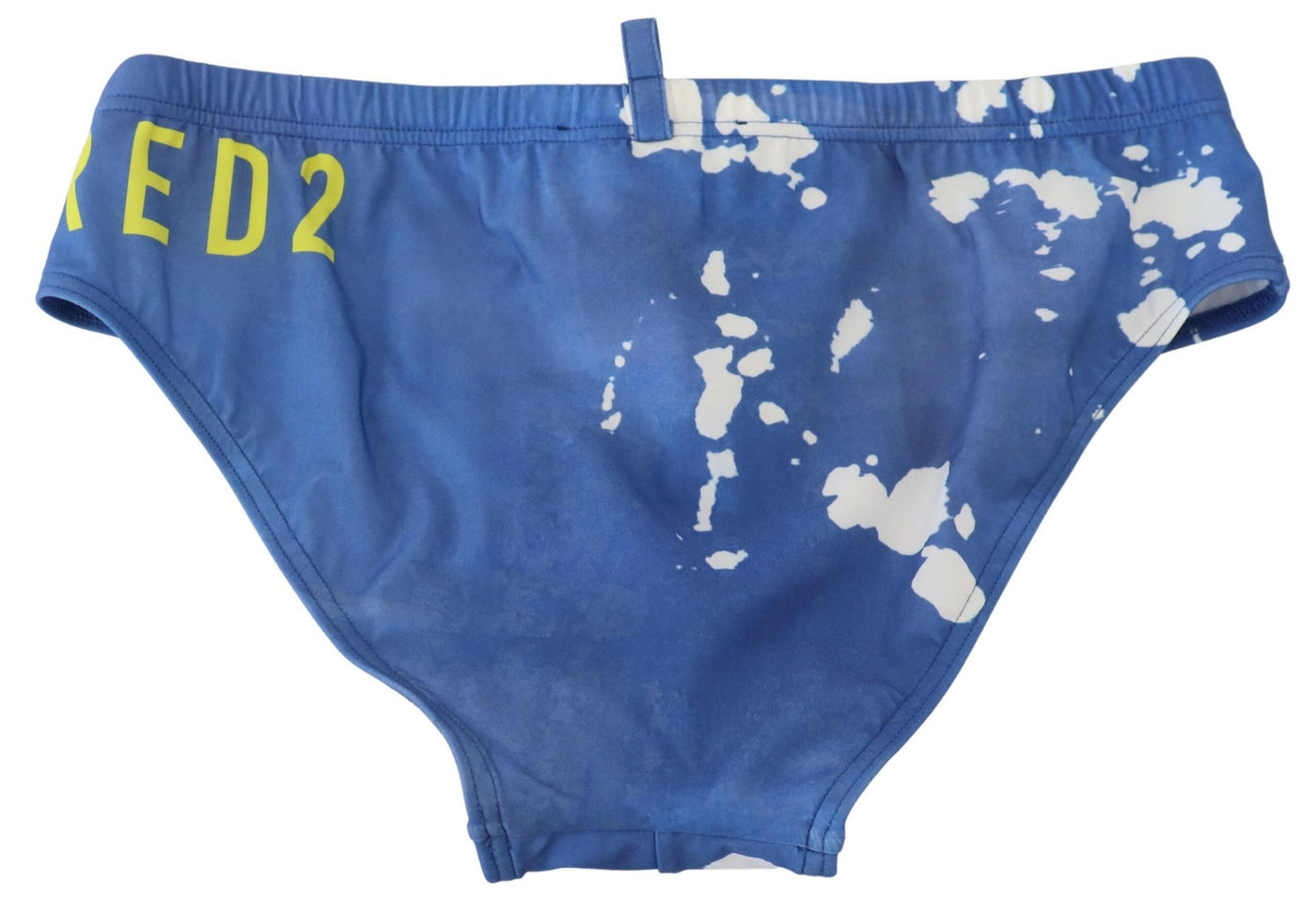 Blue White Logo Print Men Swim Brief Swimwear