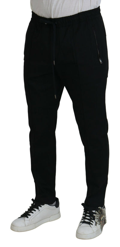 Black Cotton Drawstring Jogger Sweatpant Pants