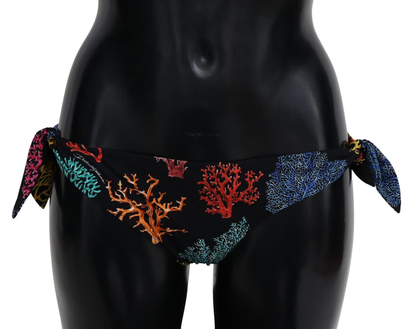 Black Coral Print Swimwear Beachwear Bikini Bottom