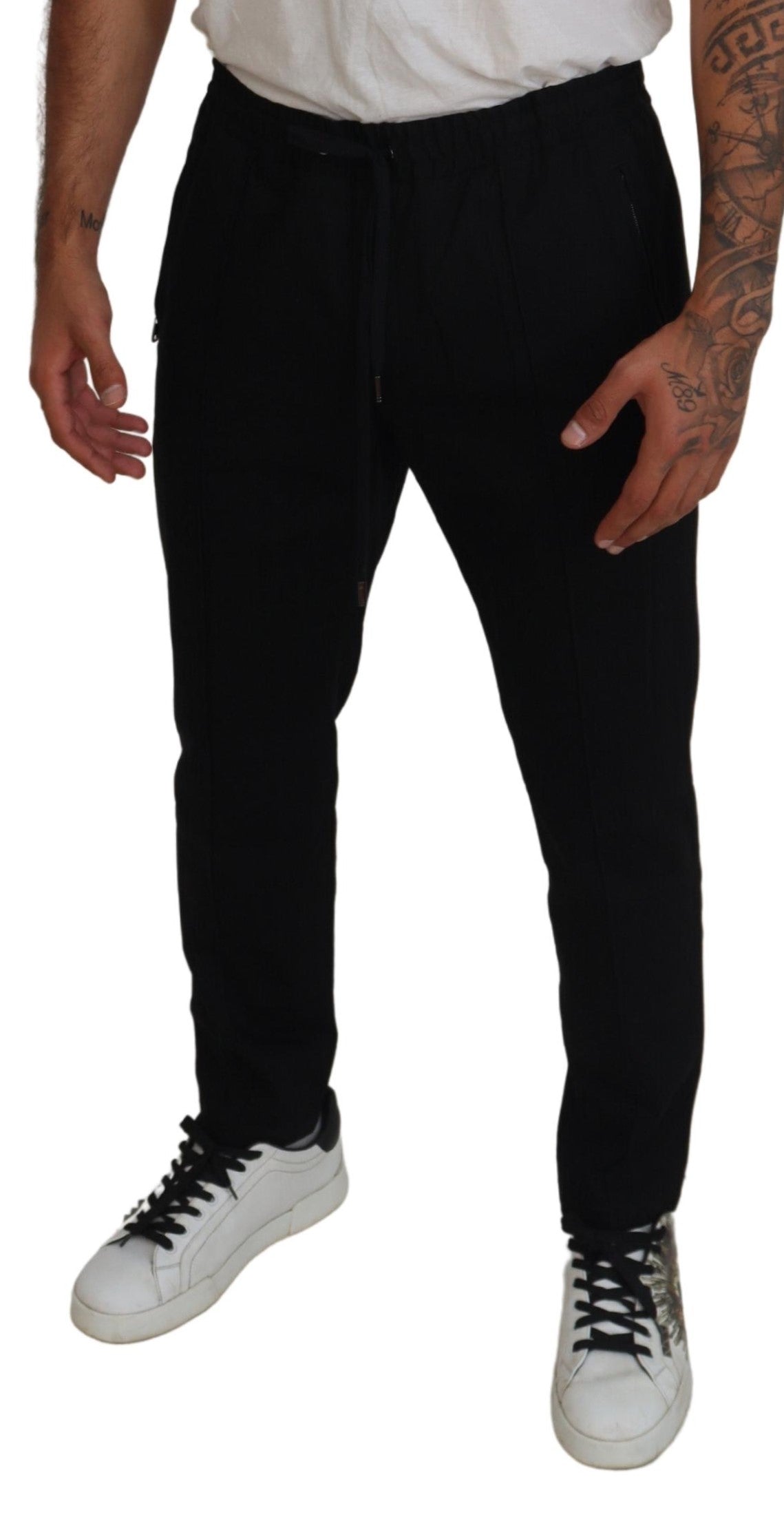 Black Cotton Drawstring Jogger Sweatpant Pants