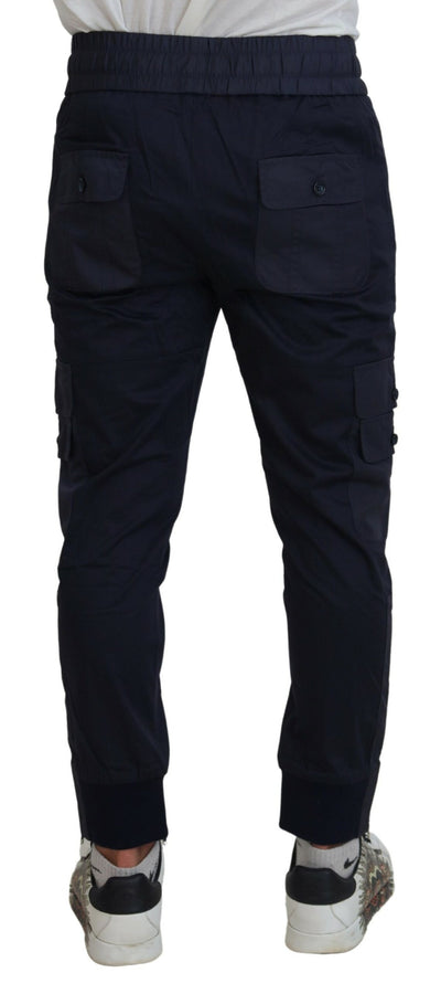 Dark Blue Cotton Zipper Jogger Pants