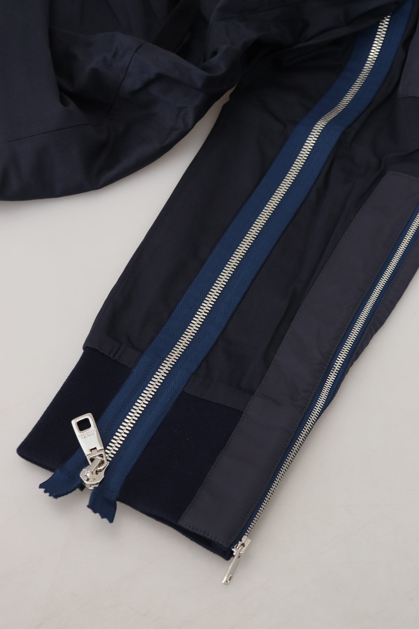 Dark Blue Cotton Zipper Jogger Pants