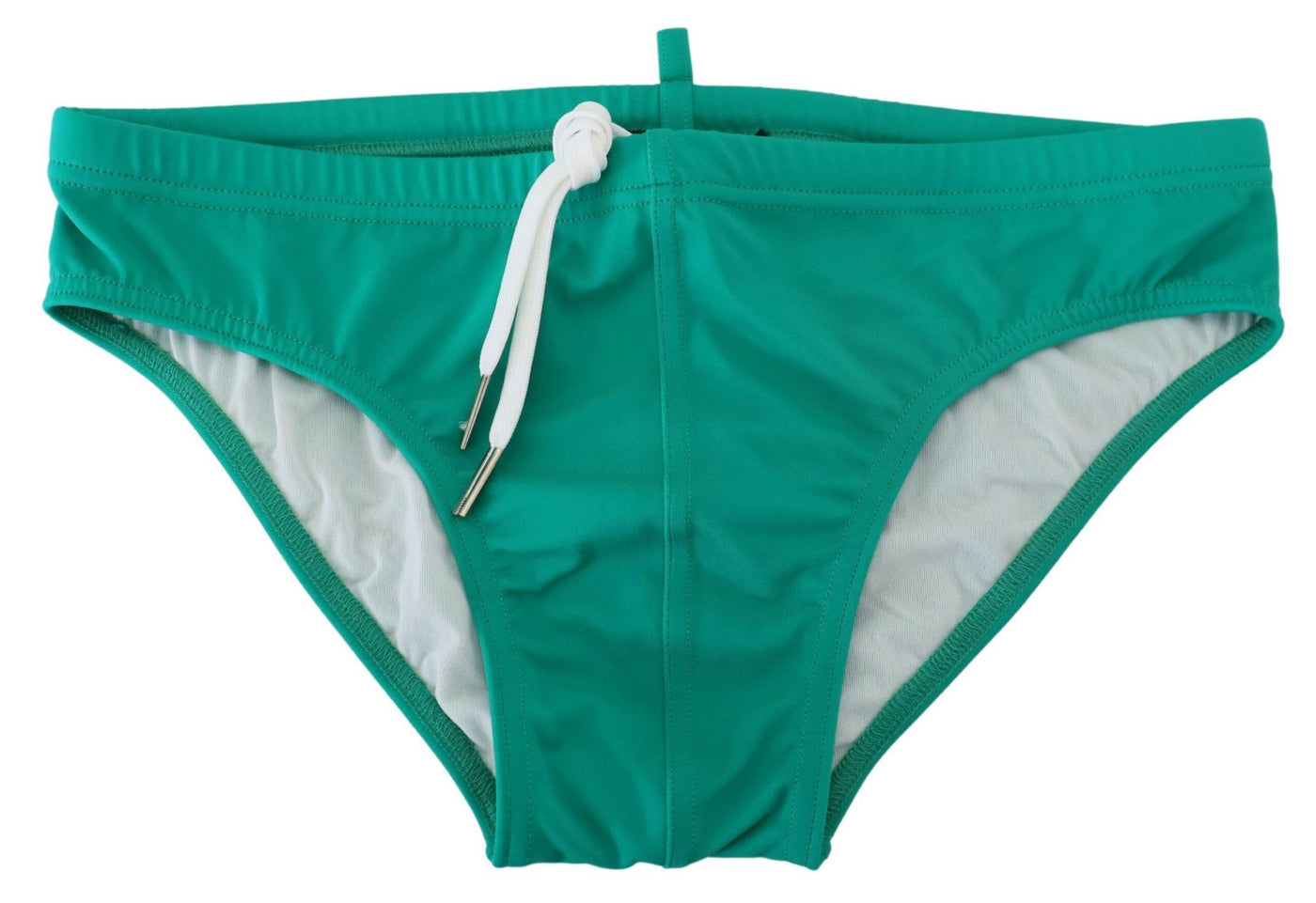 Green White Logo Print Men Swim Brief Swimwear