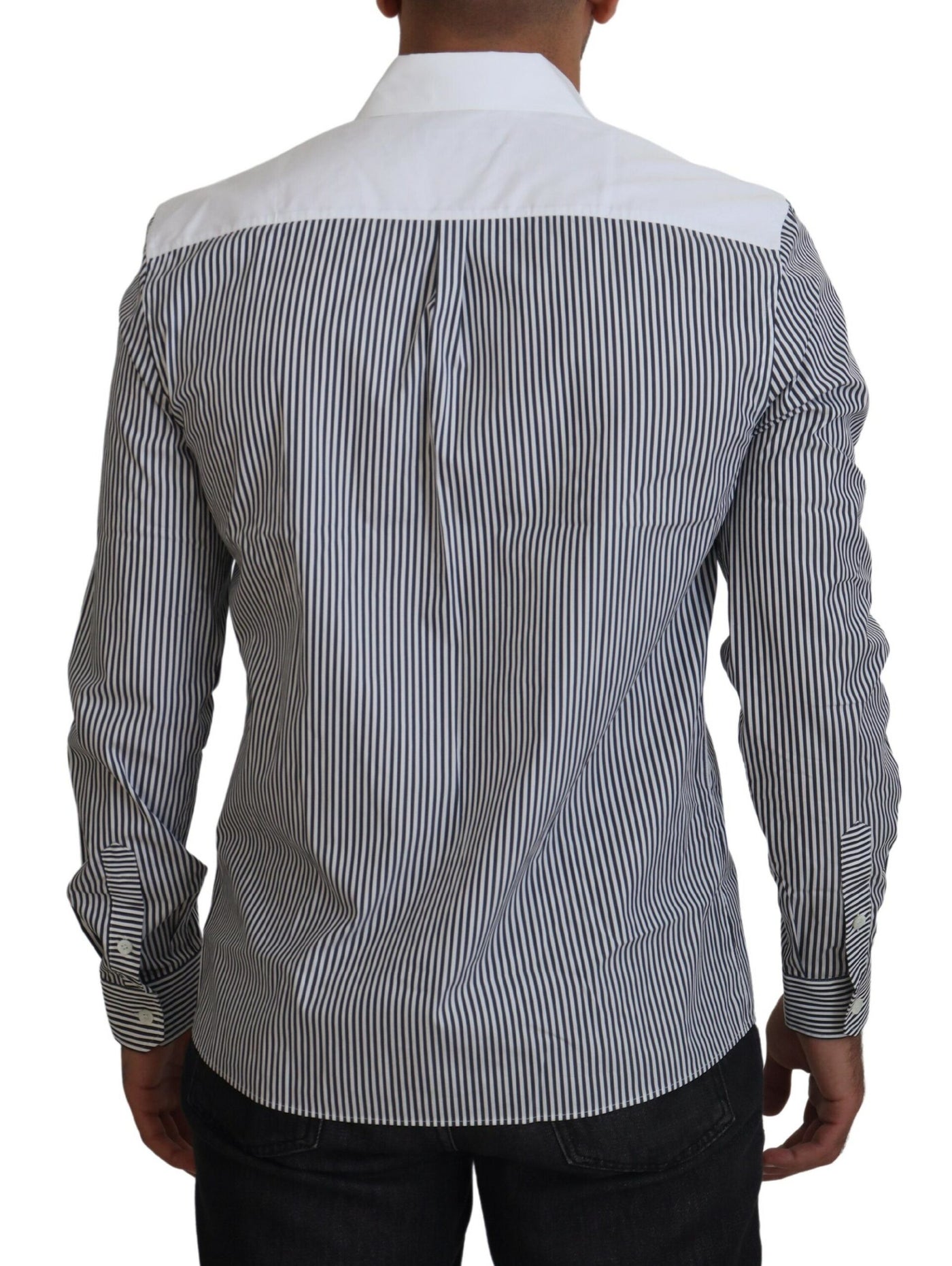 Gray White Striped Slim Fit Shirt