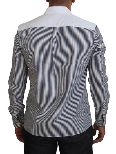 Gray White Striped Slim Fit Shirt