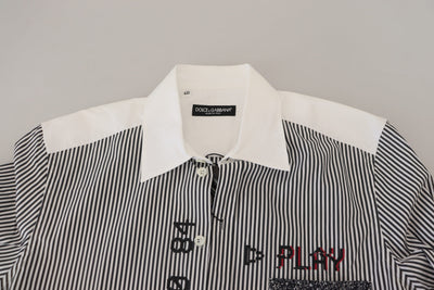 Gray White Striped Slim Fit Shirt