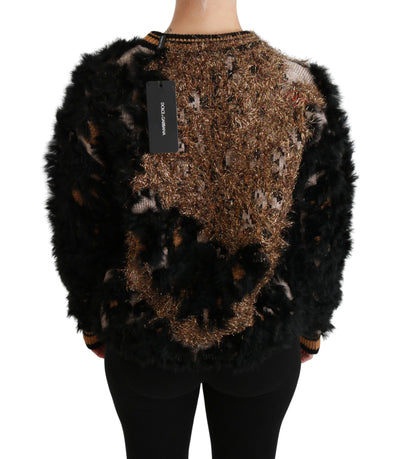 Black Rabbit Fur Pullover Wool Sweater