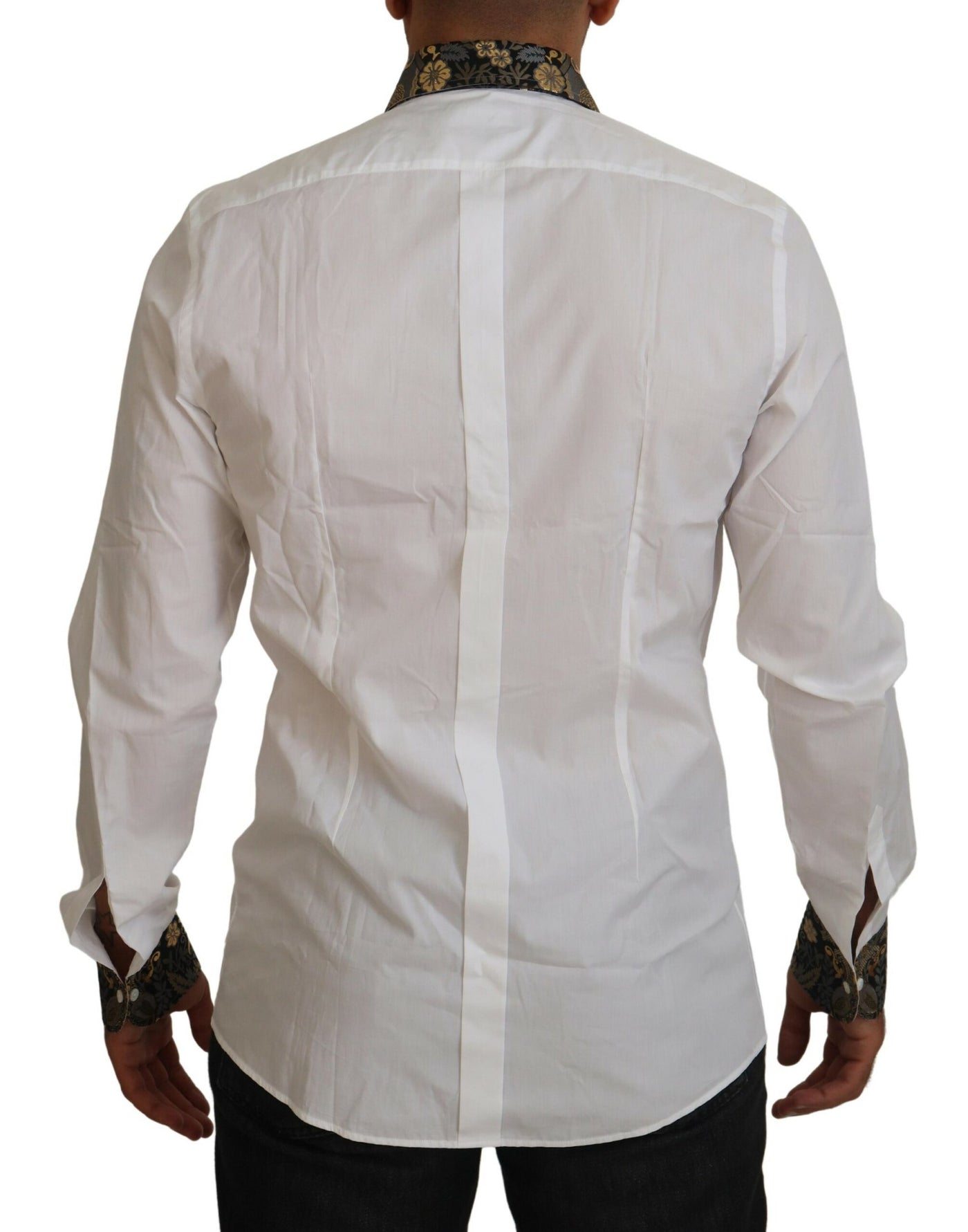 GOLD White Tuxedo Slim Fit Cotton Shirt