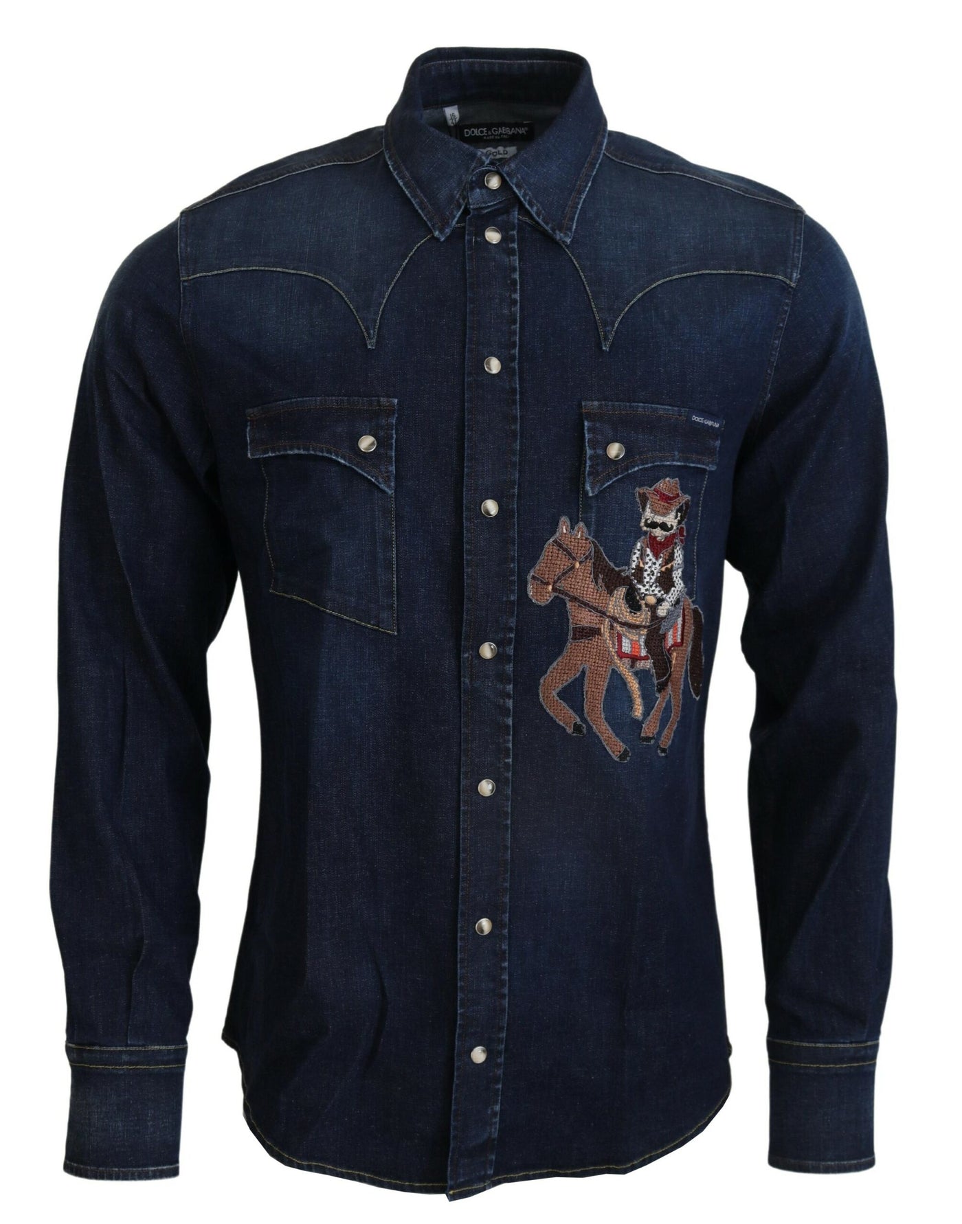 Blue Cotton Mens Long Sleeves Denim Shirt