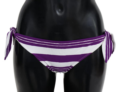 Purple White Stripes Beachwear Bikini Bottom