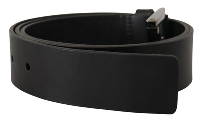 Black Calf Leather Engraved Crown Logo Buckle Belt