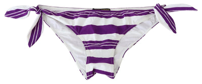 Purple White Stripes Beachwear Bikini Bottom