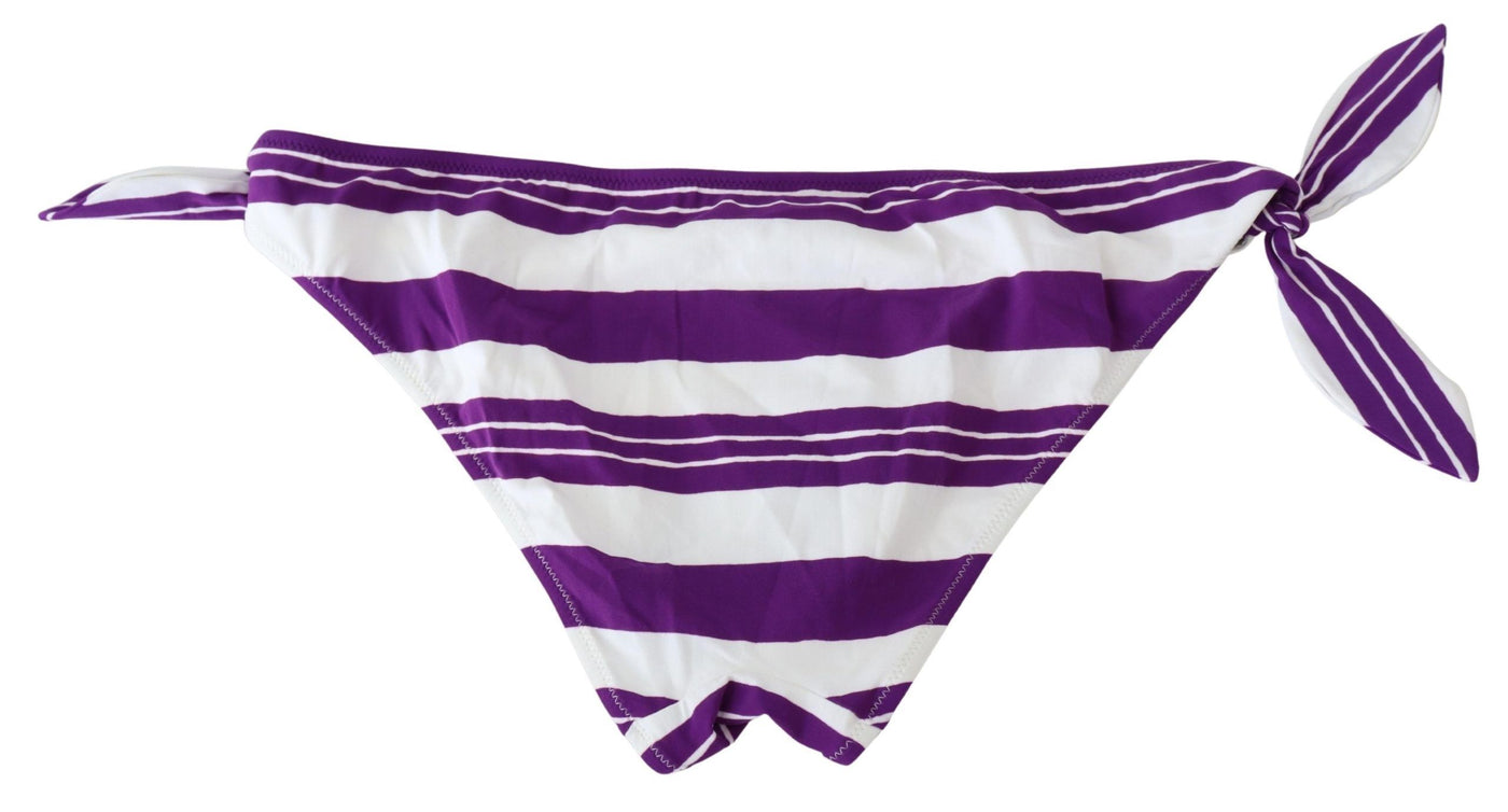 Purple White Stripes Beachwear Bikini Bottom