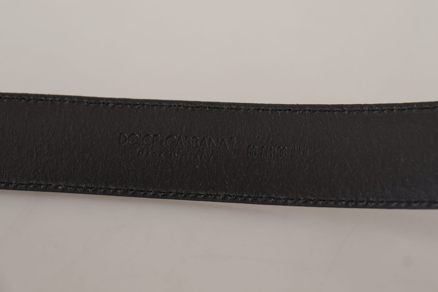 Black Calf Leather Logo Engraved Metal Buckle Belt