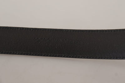 Black Calf Leather Logo Engraved Metal Buckle Belt