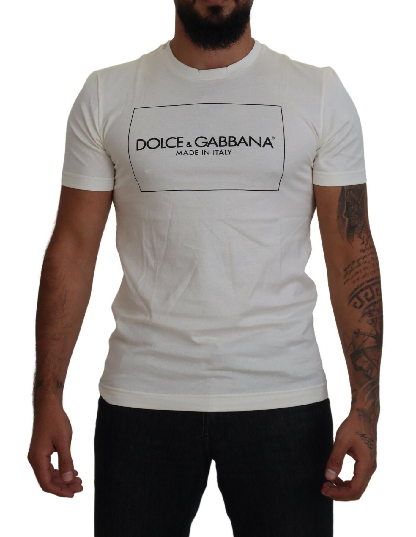 White Cotton Logo Short Sleeve Crew Neck T-shirt