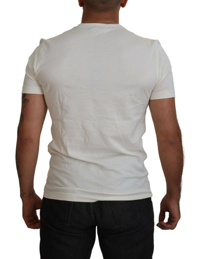 White Cotton Logo Short Sleeve Crew Neck T-shirt