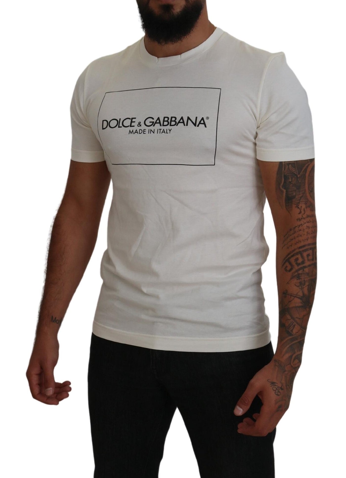 White Cotton Logo Short Sleeve Crew Neck T-shirt