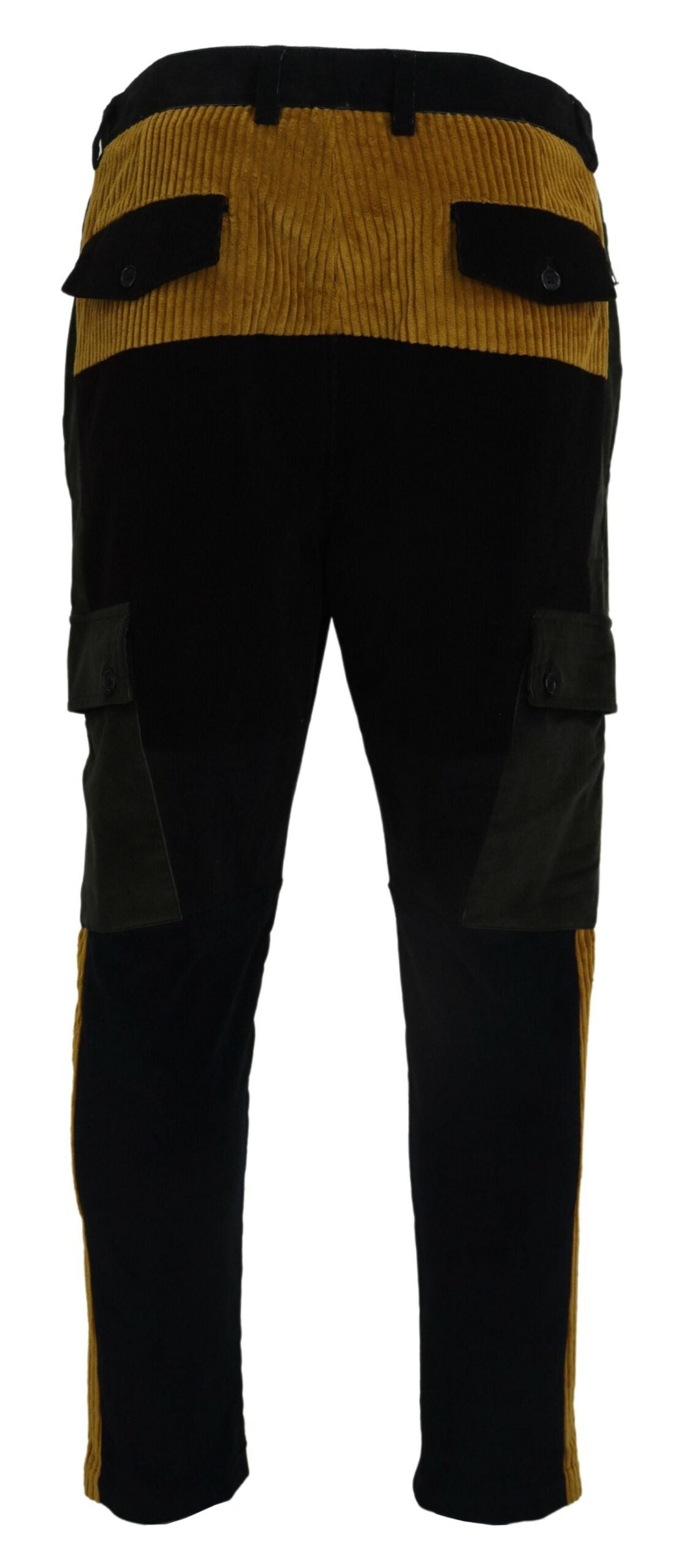 Black Yellow Cotton Men Pants