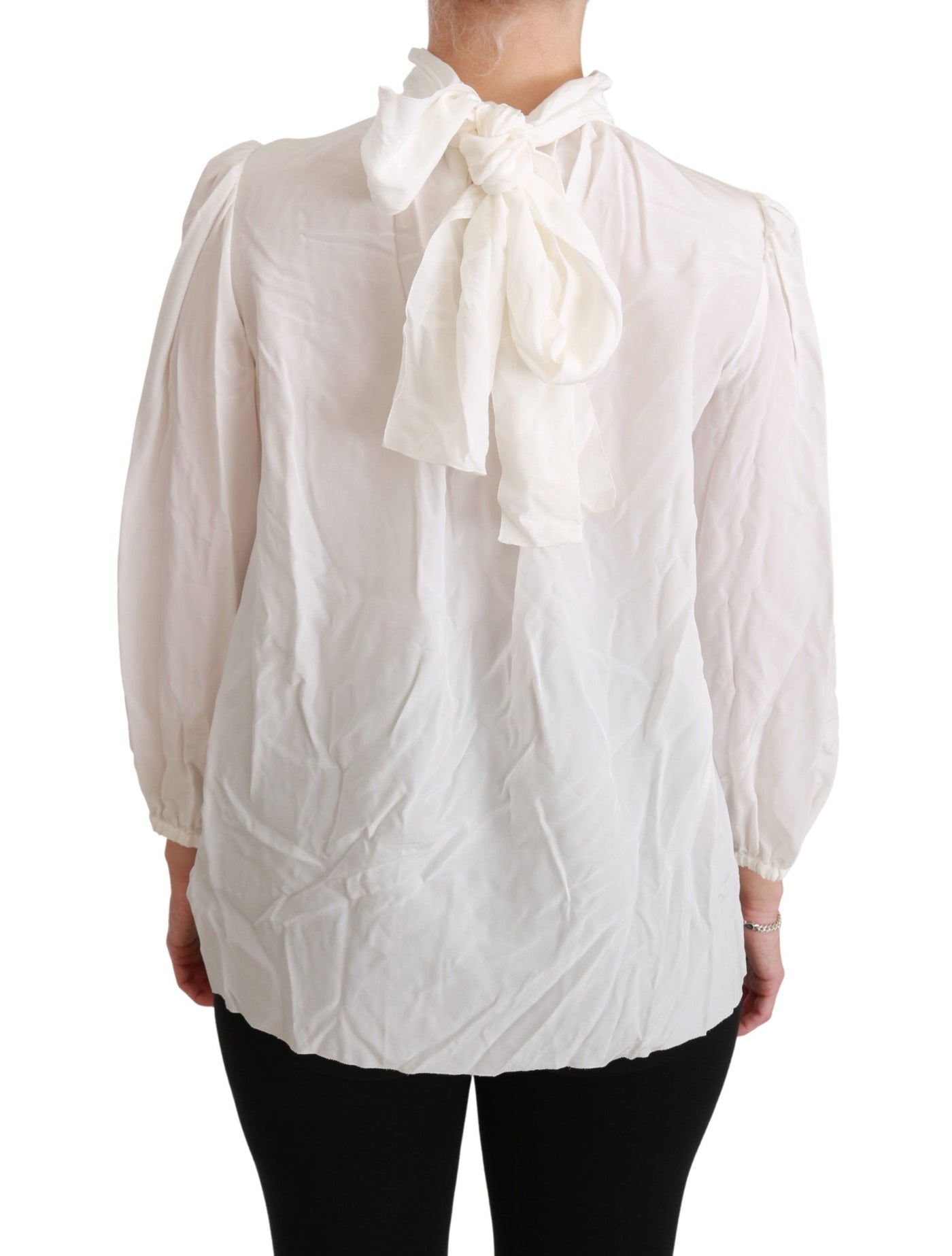 White Turtle Neck Blouse Shirt Silk Top