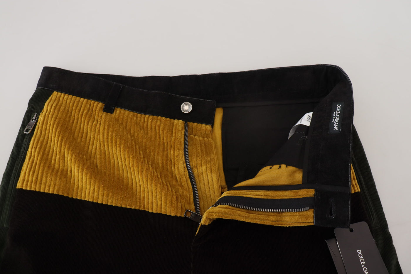 Black Yellow Cotton Men Pants