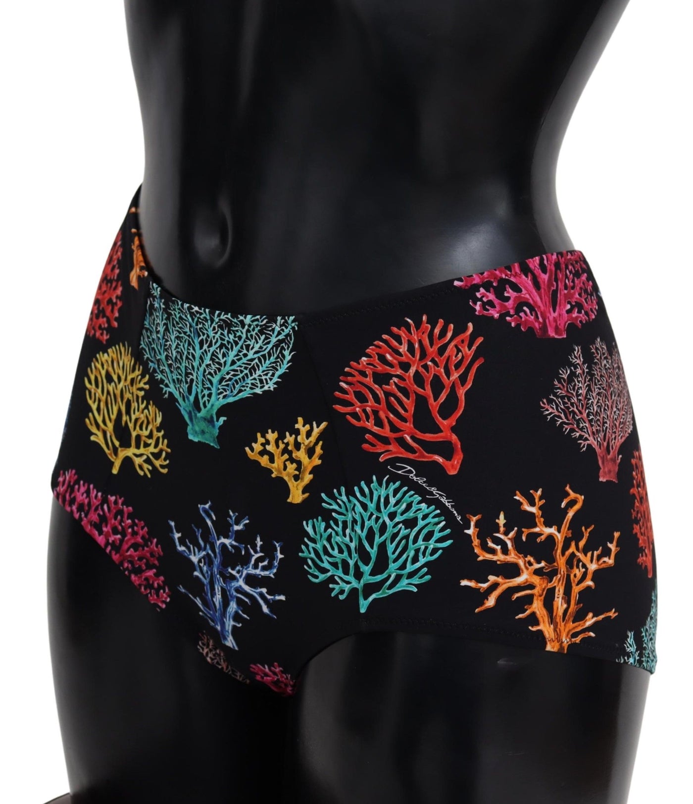 Black Coral Print Swimwear Beachwear Bikini Bottom