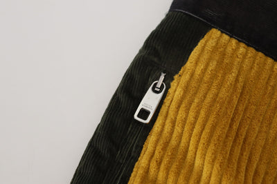 Black Yellow Cotton Men Pants