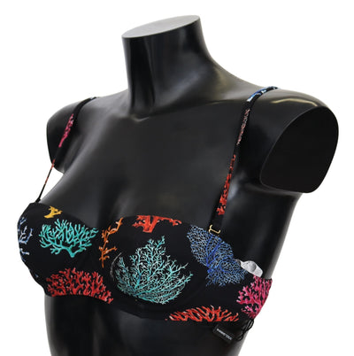 Black Corals Print Swimsuit Beachwear Bikini Tops