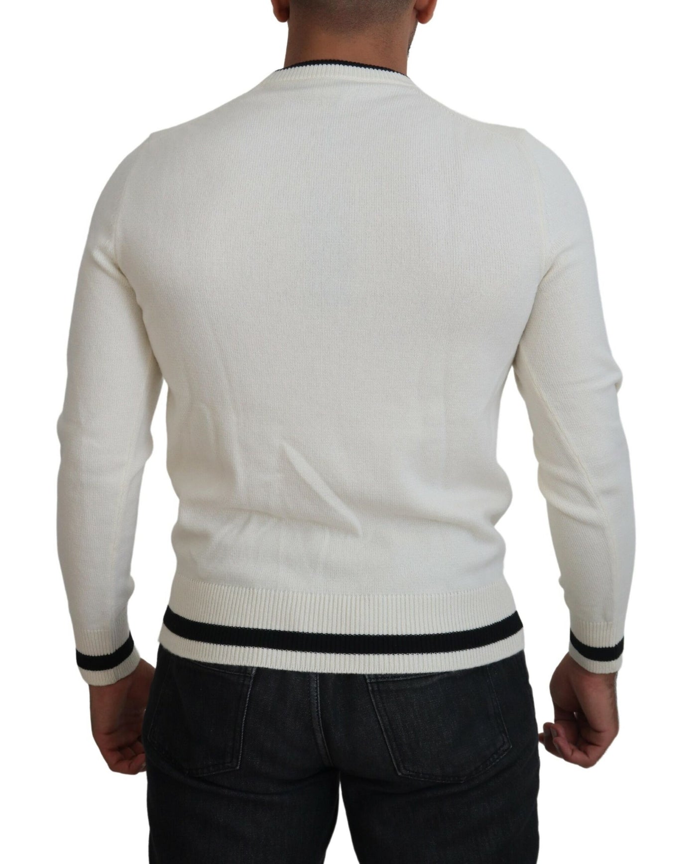 White Henry VIII Cashmere Pullover Sweater