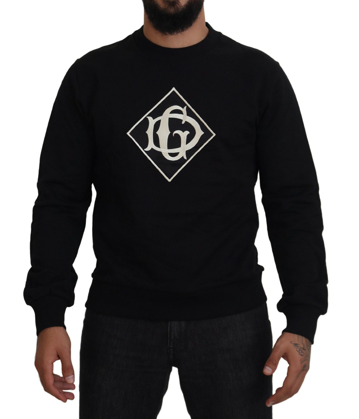 Black DG Cotton Pullover Sweatshirt Sweater