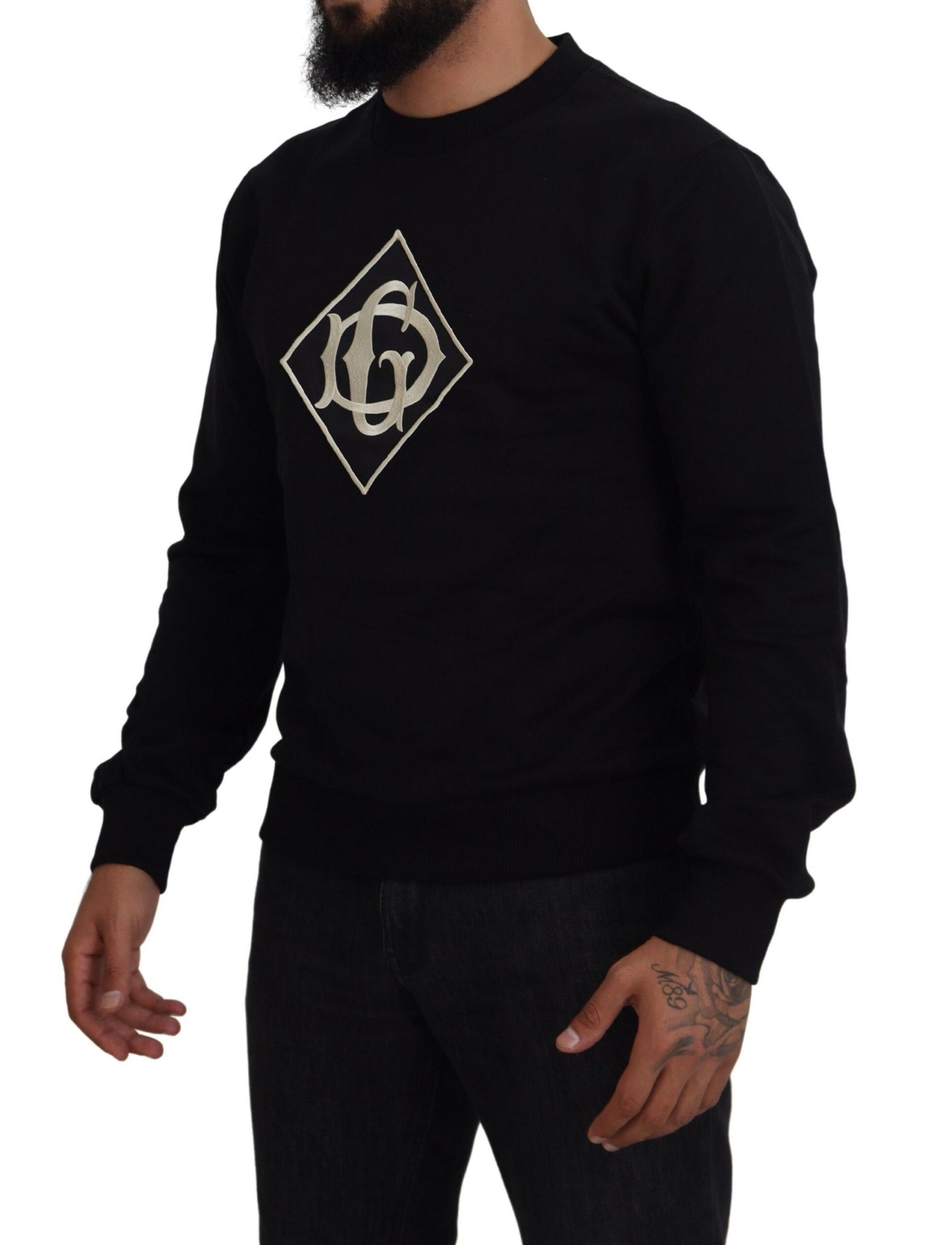 Black DG Cotton Pullover Sweatshirt Sweater