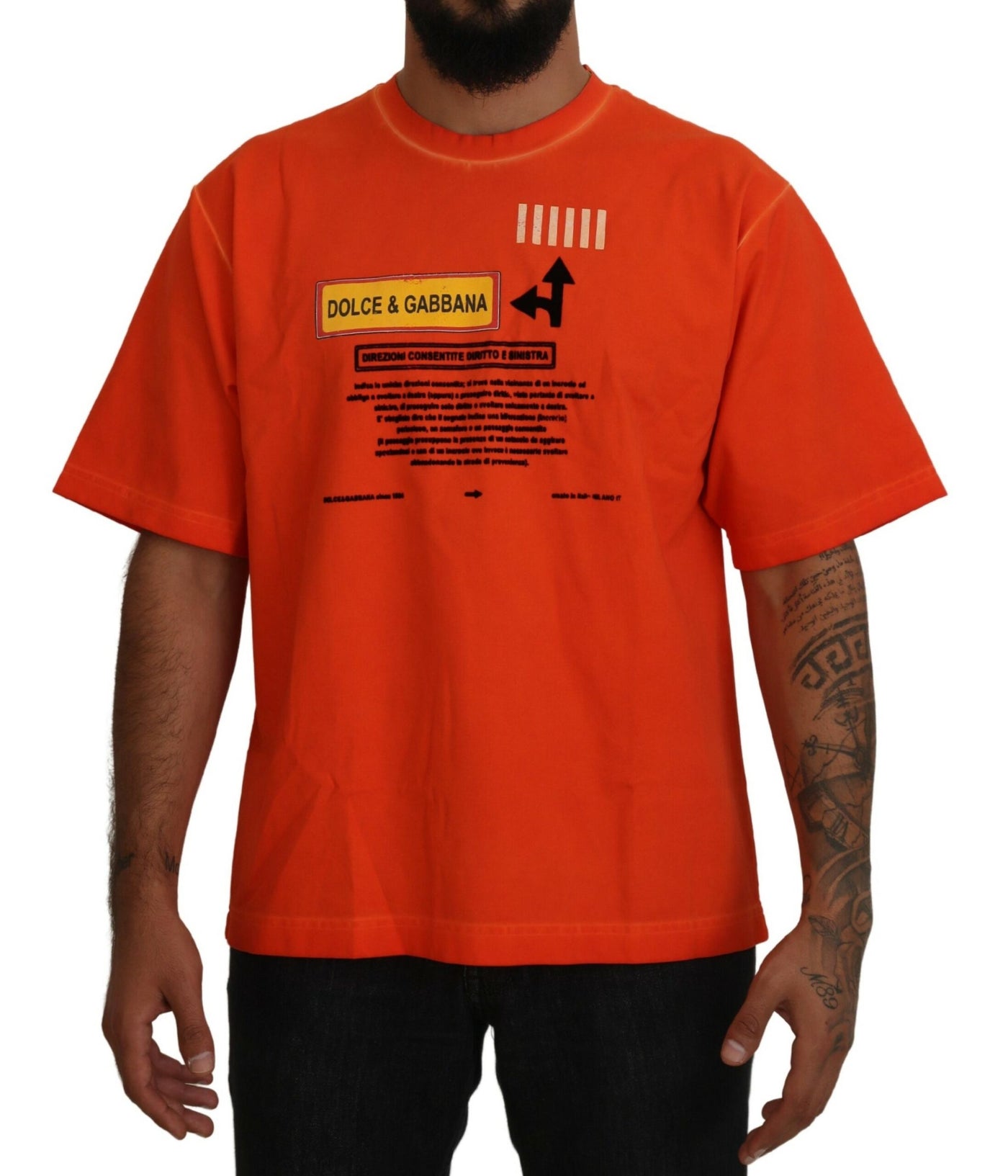 Orange Cotton Logo Short Sleeve T-shirt