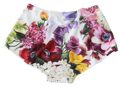 White Floral Print Swimwear Beachwear Bikini Bottom