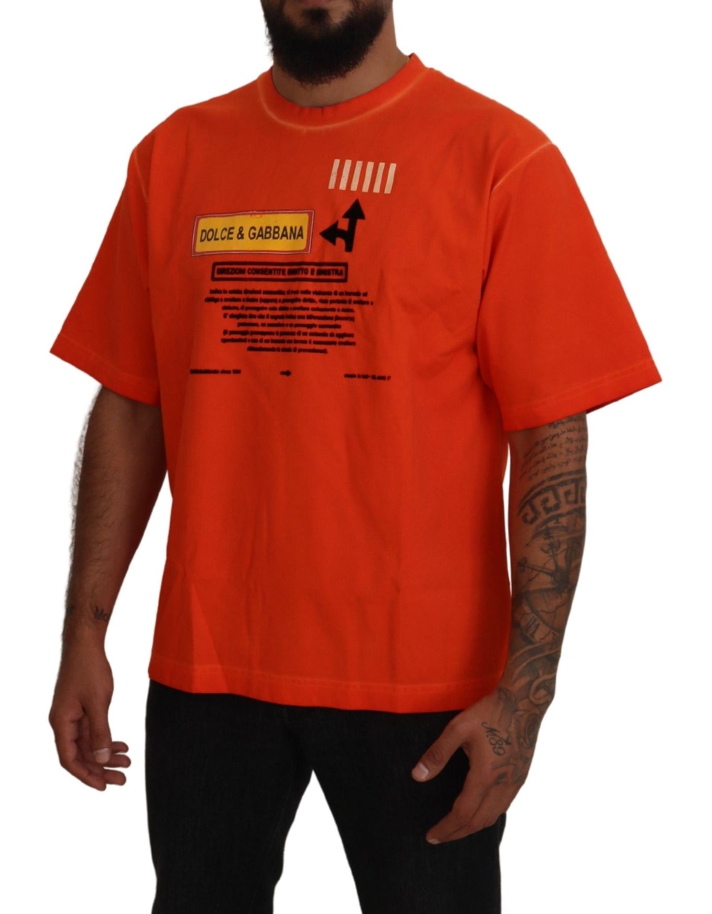 Orange Cotton Logo Short Sleeve T-shirt