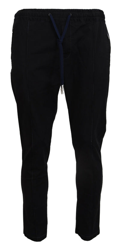 Black Solid Men Tapered Pants