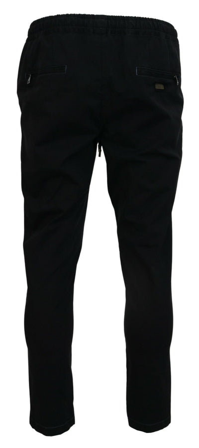 Black Solid Men Tapered Pants