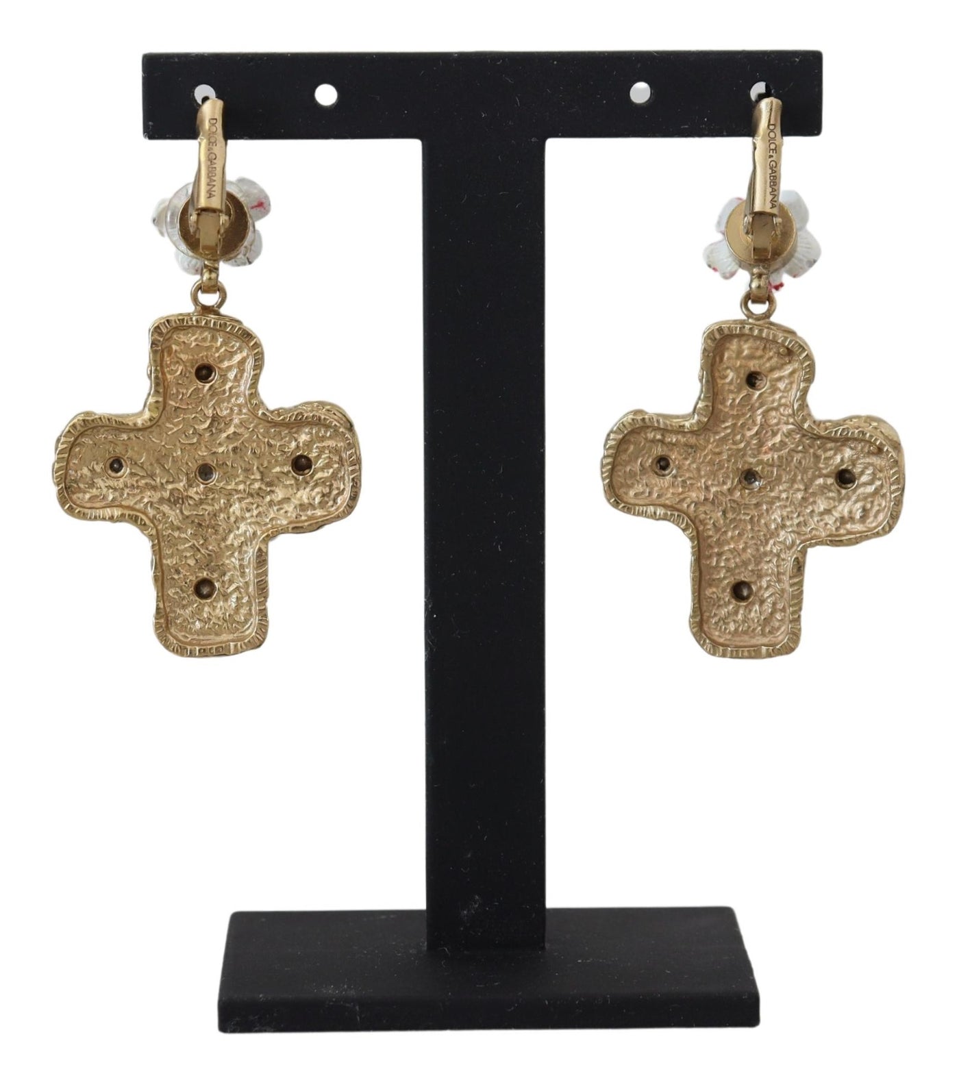 Gold Crystal Cross Hook Back Jewelry Dangling Earrings