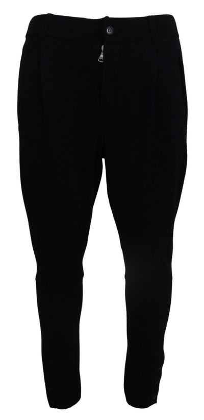 Black Solid Men Tapered Pants