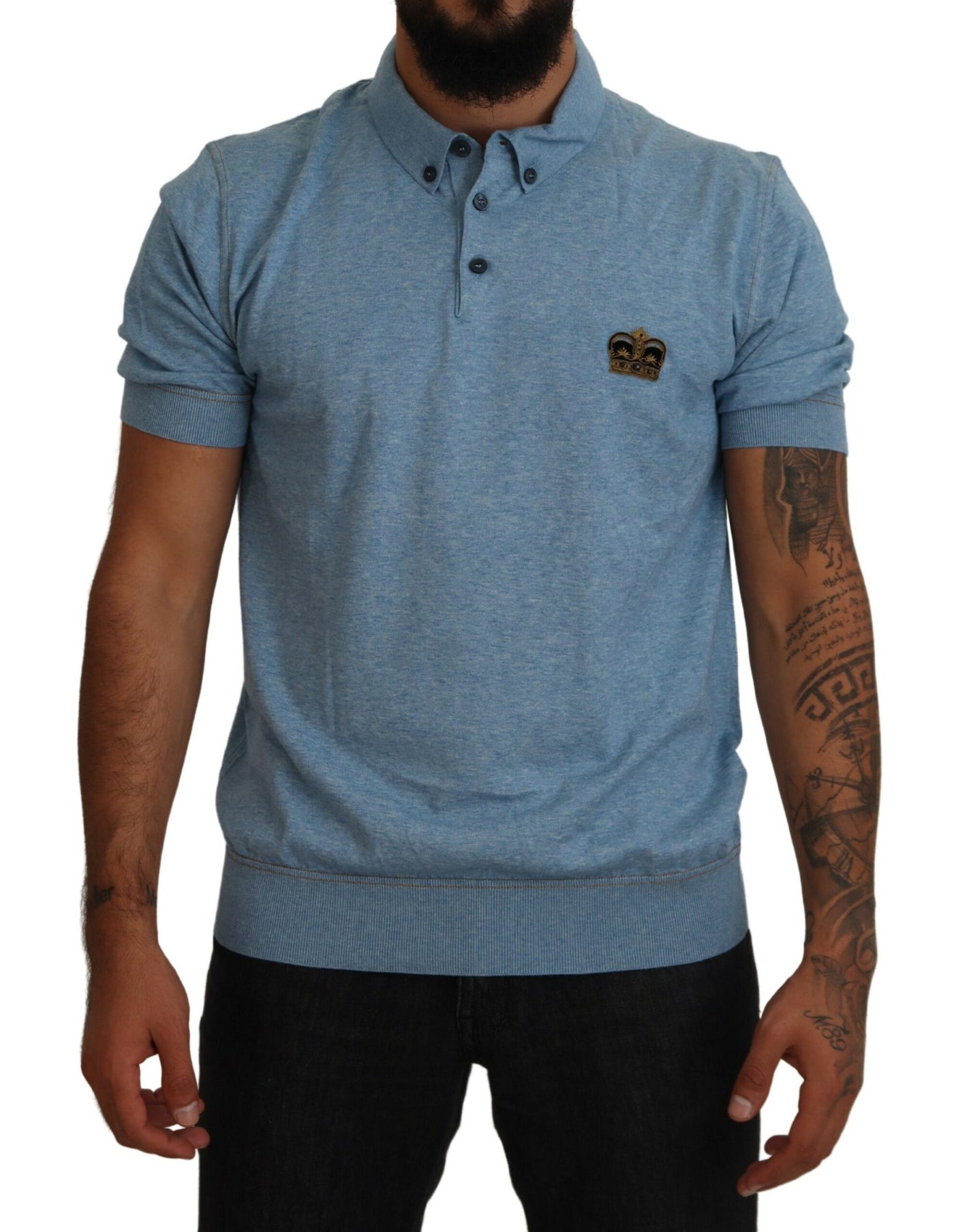 Blue Gold Crown Short Sleeve Polo  T-shirt