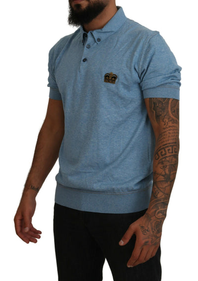 Blue Gold Crown Short Sleeve Polo  T-shirt