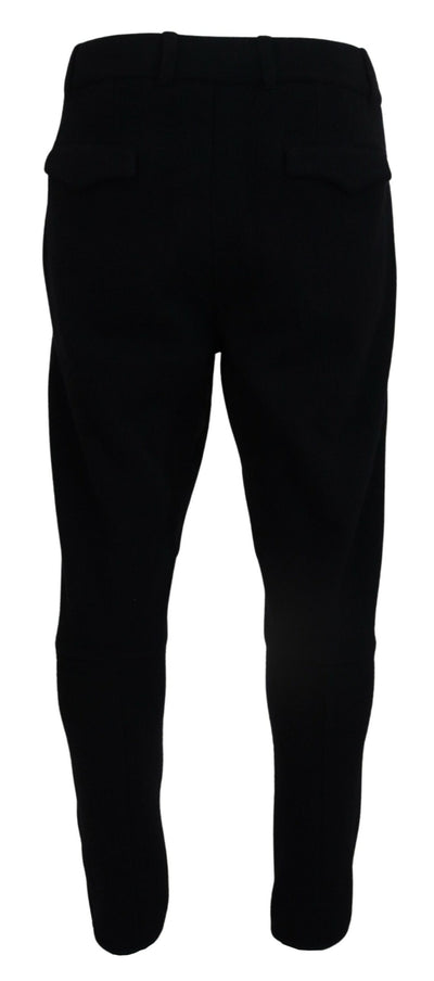 Black Solid Men Tapered Pants