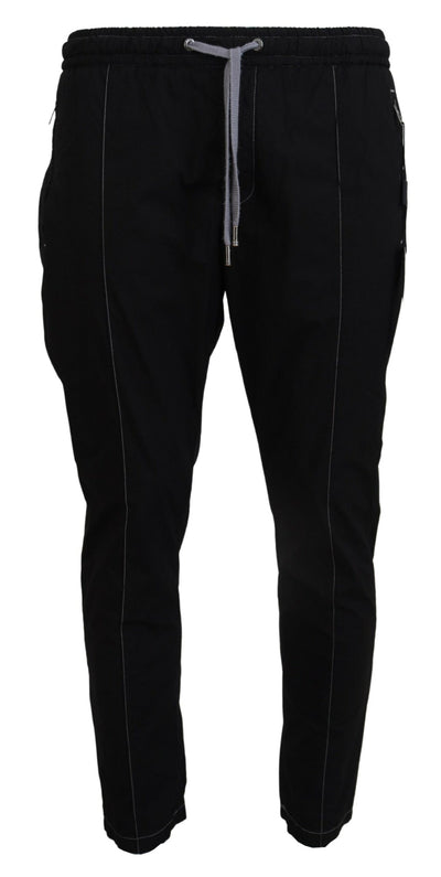 Black Cotton Men Tapered Pants