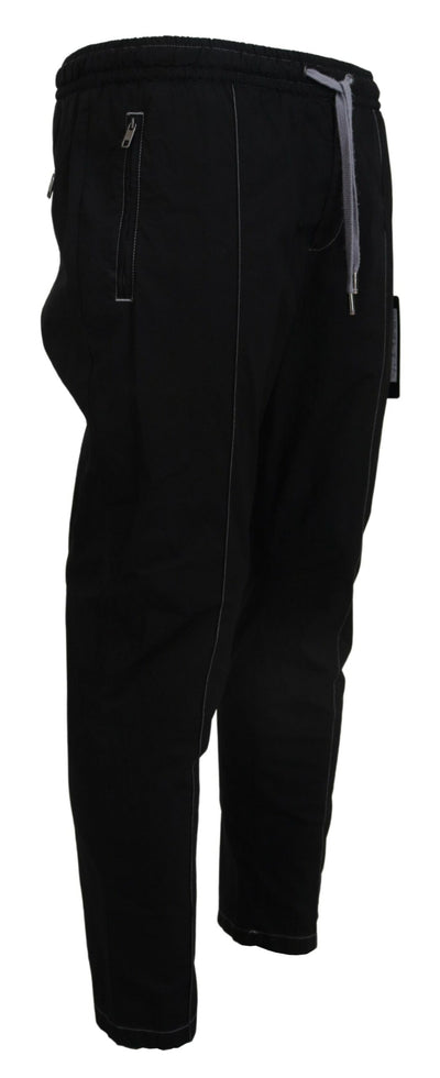 Black Cotton Men Tapered Pants