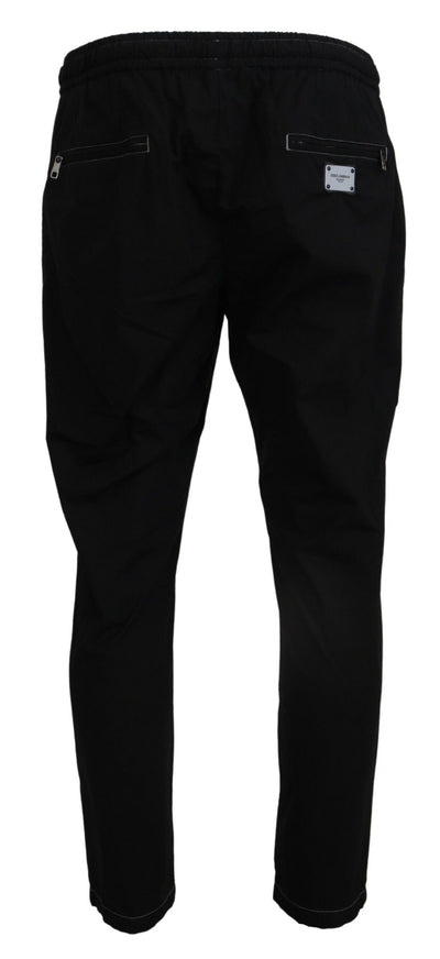 Black Cotton Men Tapered Pants