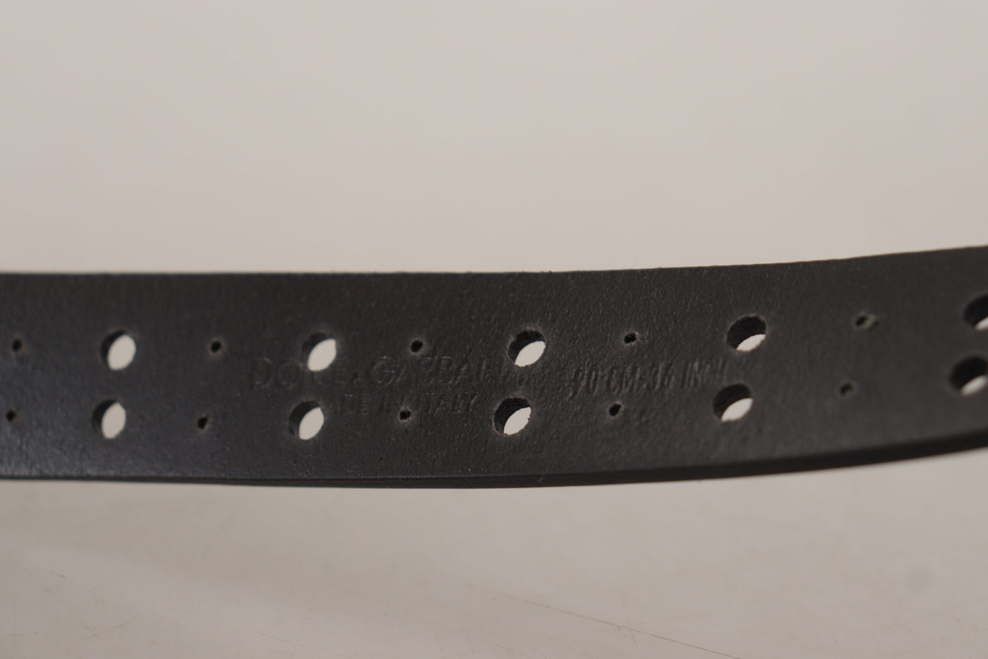 Black Leather Perforated Crown Belt