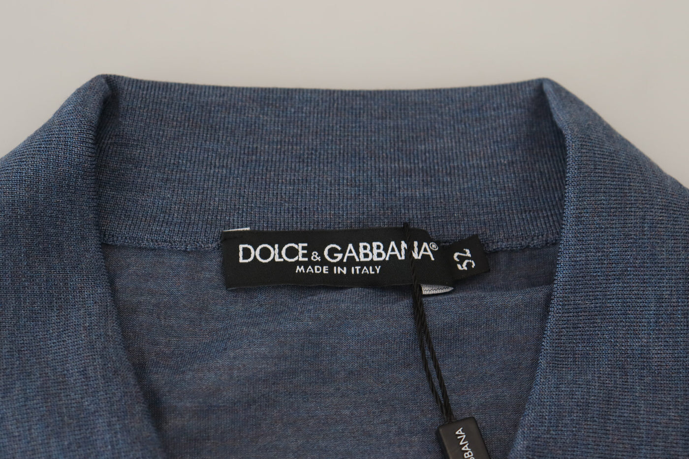 Blue Silk Collar Polo Pullover Sweater