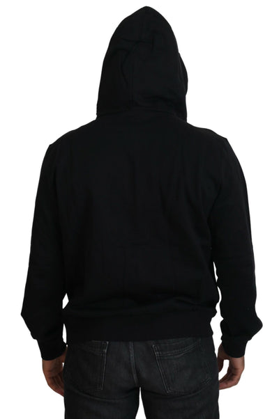 Black DG Logo Cotton Hooded Full Zip Sweater