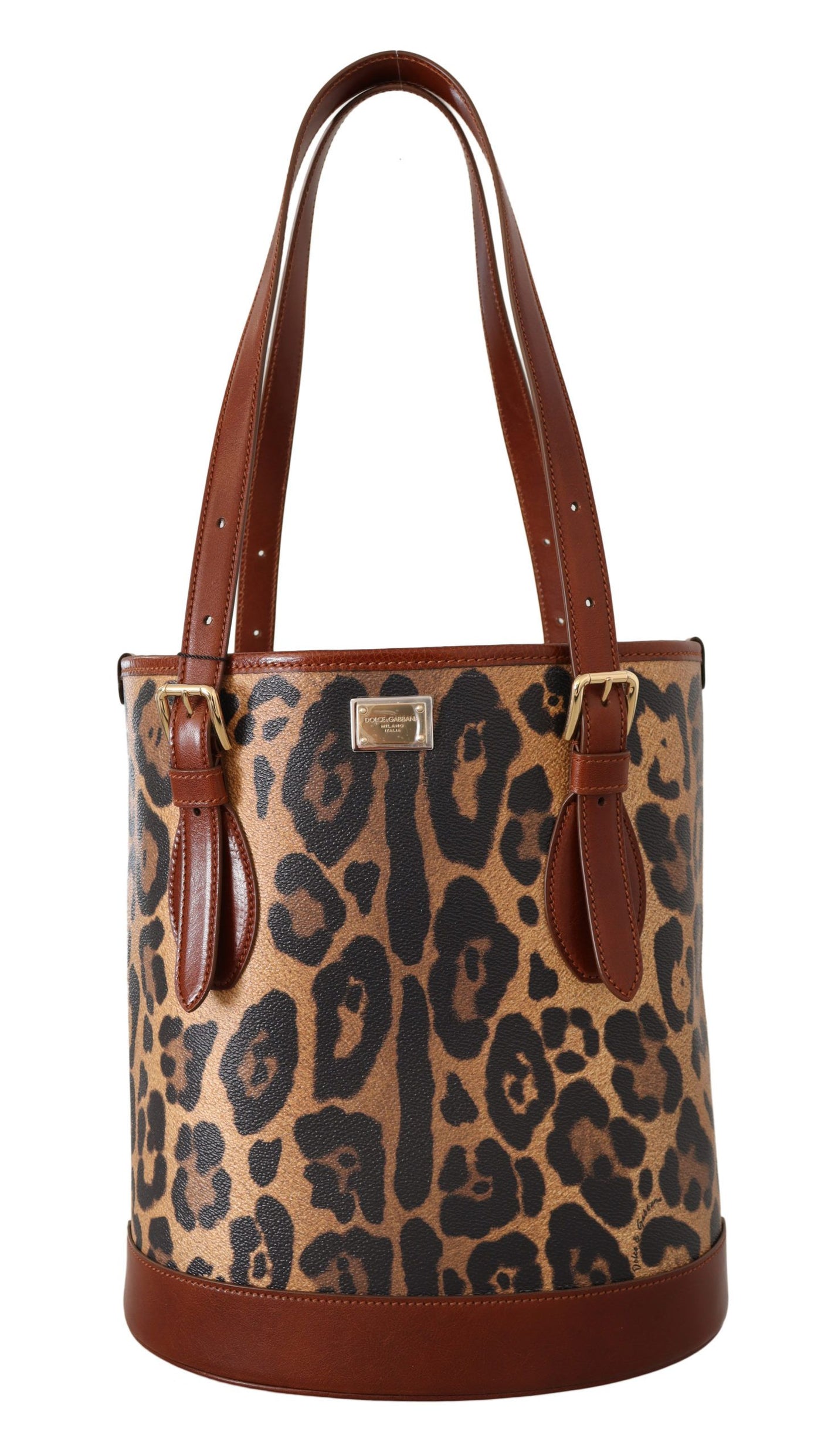 Brown Leopard Pattern Shopping Tote Hand Bucket Purse