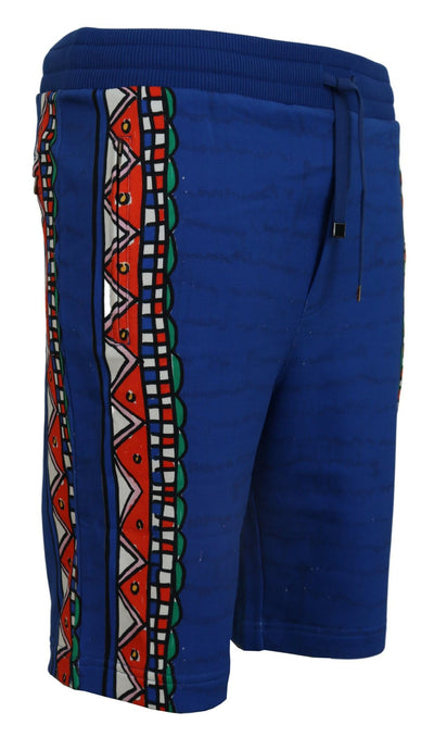 Blue Cotton Printed Bermuda Shorts