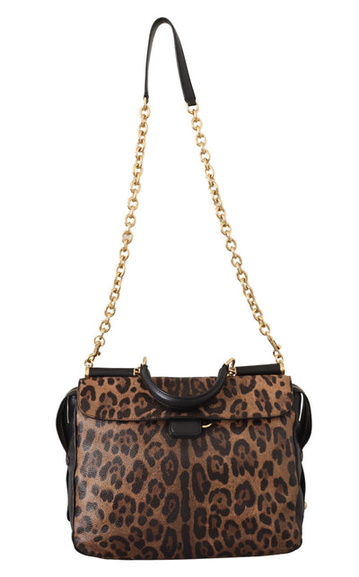 Brown Leopard Leather Purse Satchel Sicily Shoulder Bag